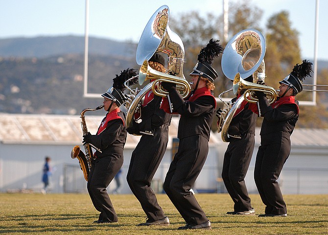 Members of the Bradshaw Mountain High School Marching Band perform Oct. 20 during the 10th Annual Mile High Marching Band Festival at Prescott High School. More than 1,000 musicians from 16 high schools from across the state participated.