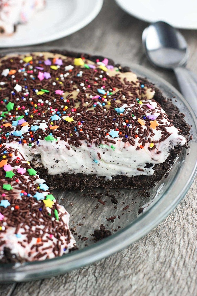 Chocolate cookie pie crust ice cream pie