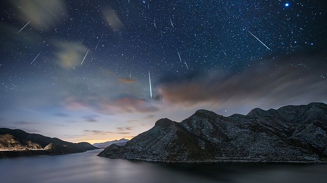 Sunset meteor shower show